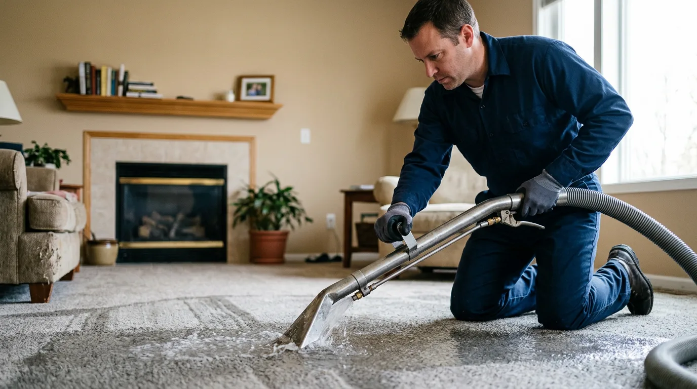 Water damage restoration technician working near Edenville, MI